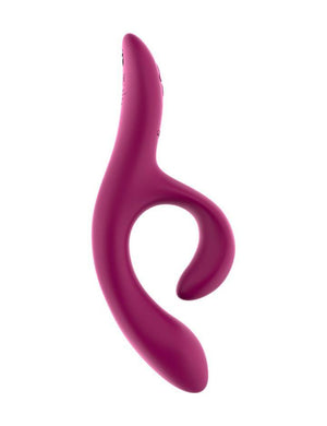 The We-Vibe Nova 2 Rabbit Vibrator is shown upside down against a blank background.