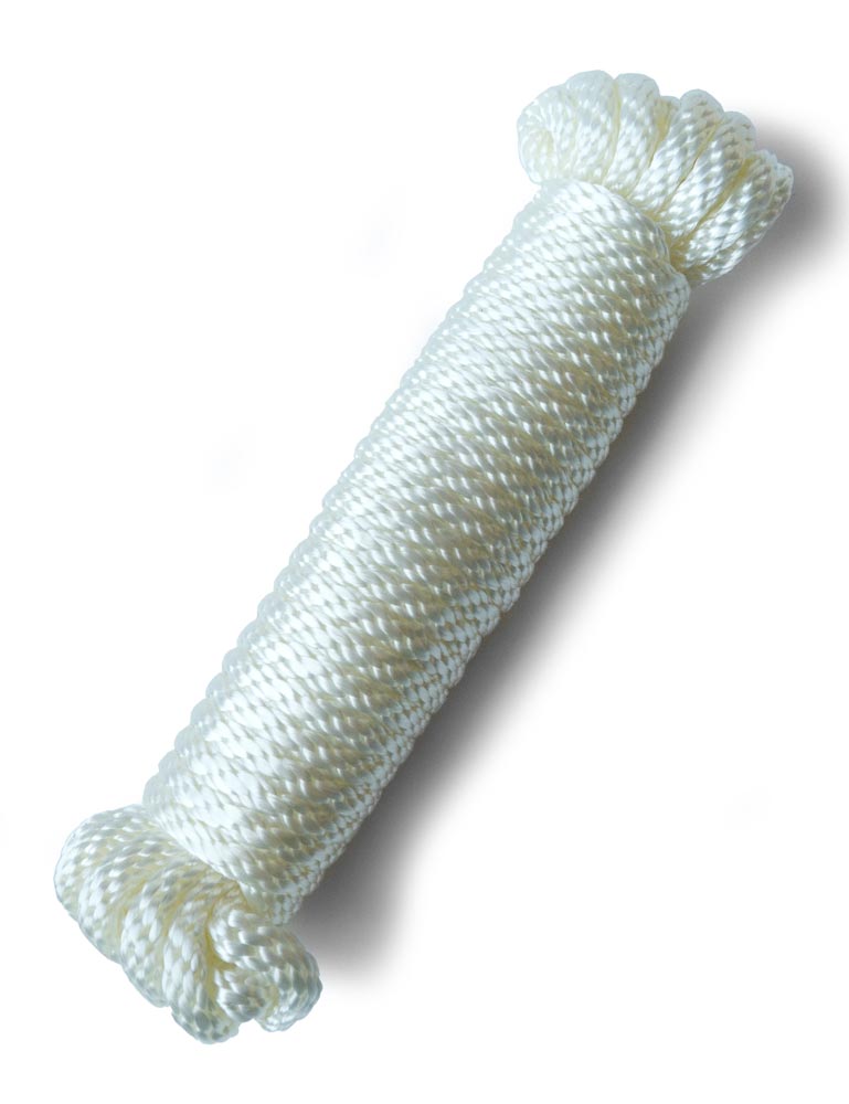 The 25-foot White Nylon Rope is shown coiled up against a blank background.