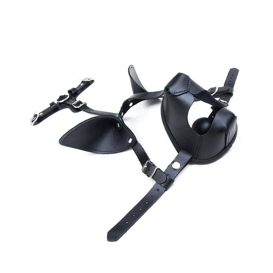 The K9 Muzzle With Removable Silicone Ball Gag is shown unbuckled against a blank background.