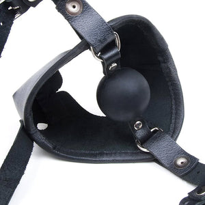The inside of the snout of the K9 Muzzle With Removable Silicone Ball Gag is shown against a blank background, displaying the silicone gag.