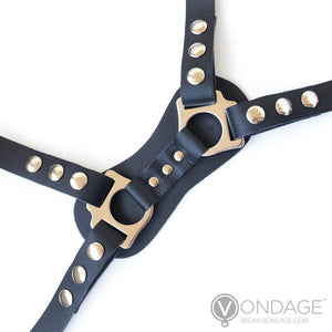 A close-up of the back of the black Vondage Mercenary Suspenders is shown against a blank background.