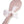 Load image into Gallery viewer, The Stupid Cute Pink Leather BDSM Spanking Paddle is shown against a blank background. It is shaped like a ping-pong paddle and has accent stitching around the border. It has a light pink ribbon laced up the back of the handle and tied in a bow.
