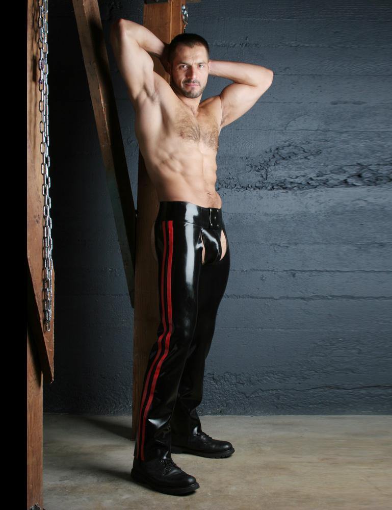 Latex Chaps with Side Stripes-The Stockroom