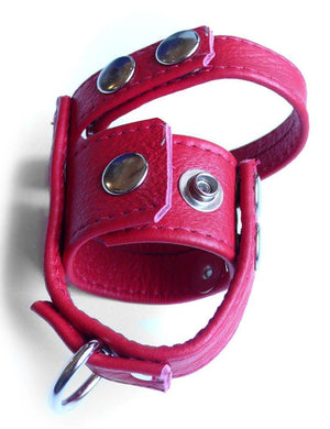 The red leather Deluxe Erection Maker is shown against a blank background.