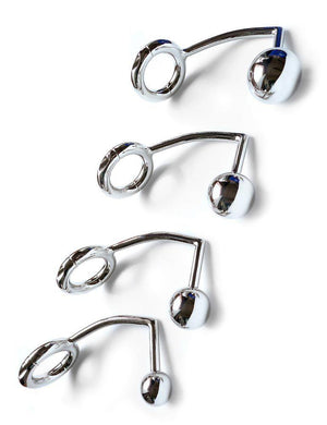 Four different-sized Trailer Hitch Jake Brake anal plugs are displayed against a blank background from smallest to largest.