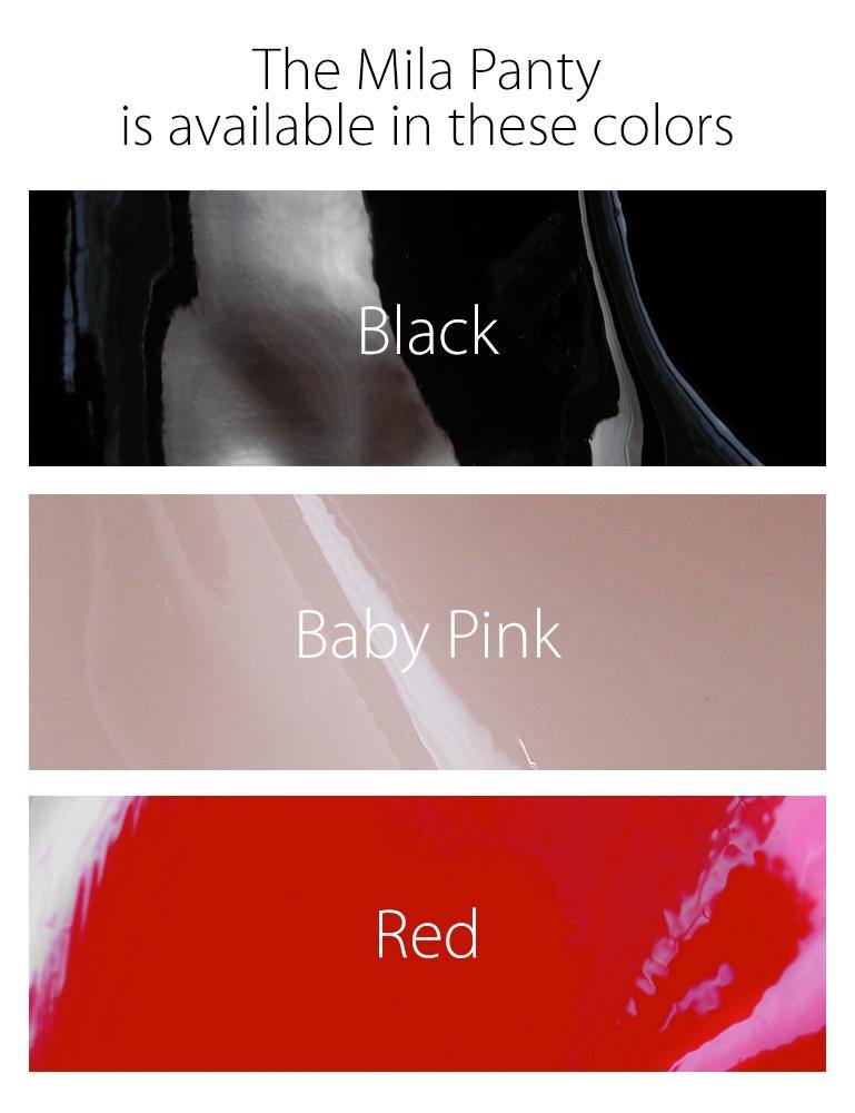 A chart showing the standard available colors for the Mila Panty.