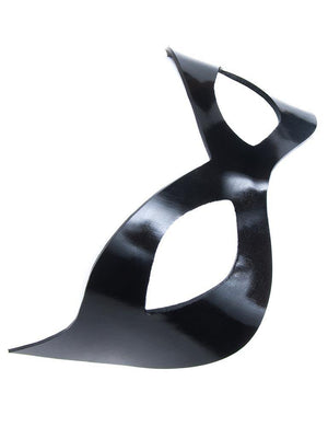 A black Mistress Mask by Syren Latex is displayed against a white background.