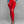 Load image into Gallery viewer, A close-up of a woman&#39;s legs is shown in front of a grey backdrop. She wears the Natural Waist leggings by Syren Latex in red, as well as blue glovelettes and black high heels.
